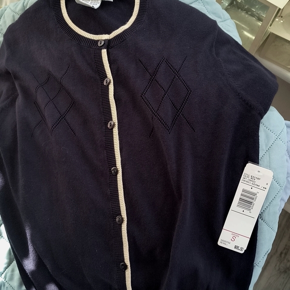 Vintage Sweaters - JH Collectibles Argyle NWT short 19 p2 p sleeve Cardigan Sweater / sm petite